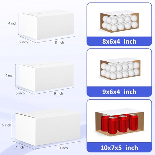 Eupako 12 Pack Small Shipping Boxes Assorted Sizes, 8x6x4 & 9x6x4 & 10x7x5 4 PCS Each Small Boxes, White Corrugated Box Mailers, Cardboard Boxes for Packaging Small Business, Mailing - size: 8x6x4 & 9x6x4 & 10x7x5 Inches