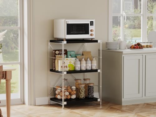 3-Tier Industrial Bookshelf, Wood and Metal Shelf Unit, Storage Bookcase - color: Black, size: 3T24IN