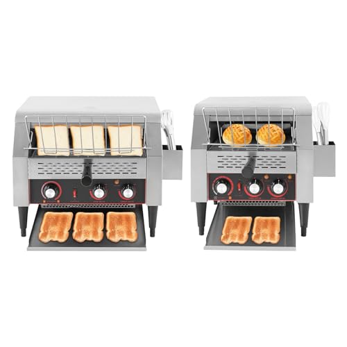 Conveyor Toaster, Electric Commercial Restaurant Industrial Conveyor Toaster 7 Speed Heavy Duty Bread Baker Machine with Box & Clip for Baking Toast, Sandwiches, Pineapple Buns (450 Slices/H)