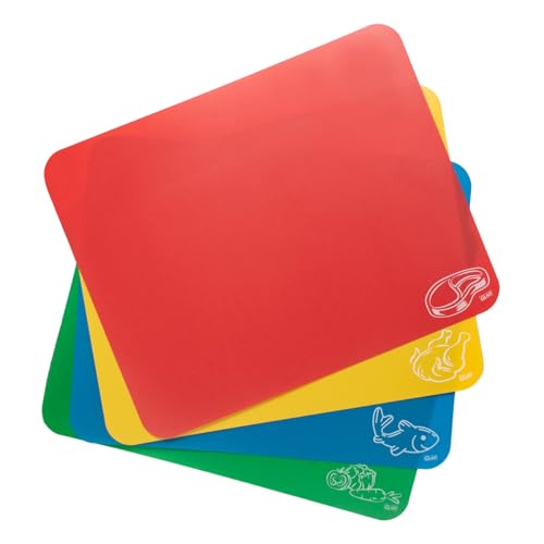Glad Flexible Cutting Board Set - Colored Thin Plastic Mats for Kitchen with Food Icons - BPA-Free and Non-Porous for Cooking and Chopping, 12x15 inches