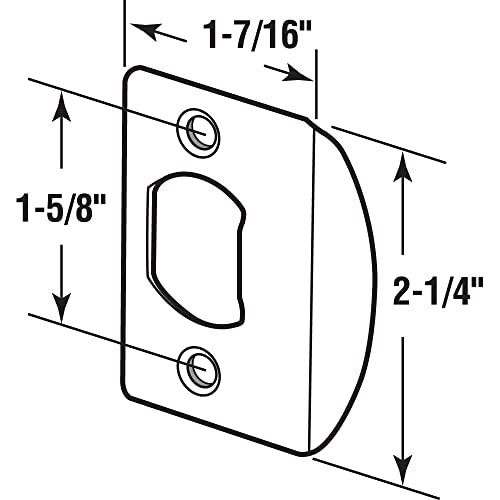 Prime-Line E 2232 Standard Latch Strike, 1-5/8 In., Steel, Brass Plated Finish (2 Pack) - color: Brass