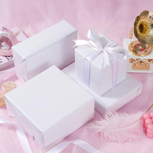 ZINTBIAL Matte White Wrapping Paper Roll with Cut Lines - Solid White Holiday Gift Wrap for Mother's Day,Wedding,Birthdays,Bridal Shower,Engagement - 17.5 in x 33 ft (48 sq. ft), Easy to Cut - color: Matte-White