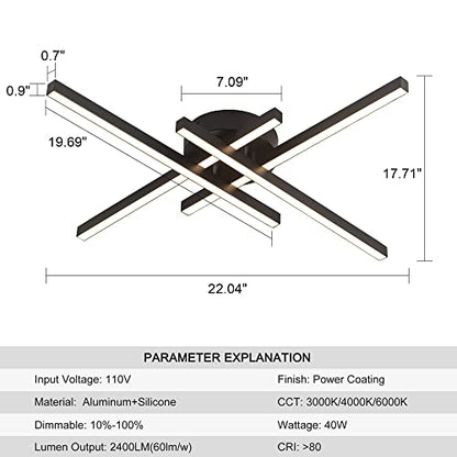Modern LED Ceiling Light, Flush Mount Ceiling Light Fixture Black Dimmable LED Ceiling Lamps, Black Ceiling Light for Kitchen Island, Dining Room, Bedroom - size: 4-light