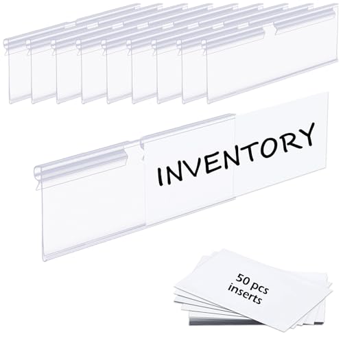 50PCS Basket Bin Labels Clip On,ChanQnTon Clear Plastic Label Holders for Storage Bins, Wire Shelf Price Tags,Merchandise Display Signs,50PCS 10X4CM Paper Inserts Included.(Size:3.94x1.57inch/10x4cm) - size: 10x4.2cm/3.94×1.65 inches