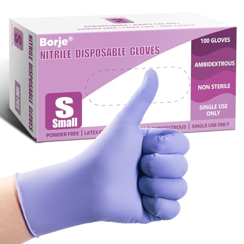 Borje Nitrile Exam Gloves Small, 100 Count Disposable Gloves, Iris Blue - color: Iris Blue, size: Small