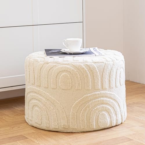 Asuprui Plush Fabric Ottoman Footrest,Foot Stool,20"x14", Linen - color: Linen, size: 20"D x 20"W x 14"H
