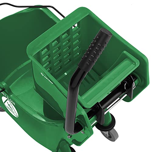 Dryser Commercial Mop Bucket with Side Press Wringer, 26 Quart, Green - color: Green
