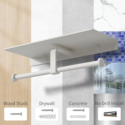 Danpoo Bathroom Toilet Paper Holder with Shelf, Wall Mount, Double Roll, White - color: White