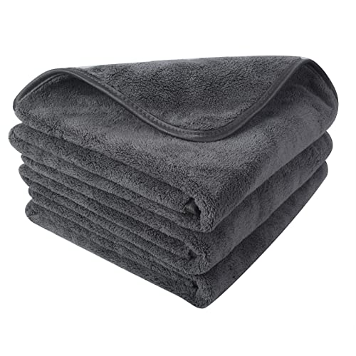 SINLAND Microfiber Car Drying Towels Ultra Absorbent,No Streaks,Scratches, or Water Spots,Wash Cleaning Auto Detailing Towels 380gsm 16inch x 24inch 3Pack Grey - color: Grey, size: 16x24inch 3pack