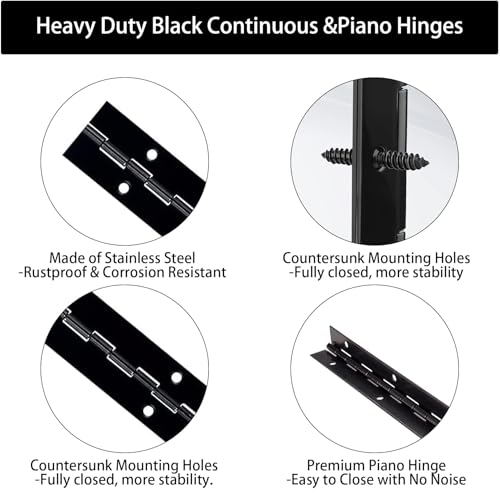 Heavy Duty Piano Hinge 36 Inch x 1.5 Inch, 0.047" Leaf Thickness - size: 36 Inch, style: 1.5" Open Width