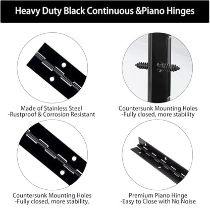Heavy Duty Piano Hinge 36 Inch x 1.5 Inch, 0.047" Leaf Thickness - size: 36 Inch, style: 1.5" Open Width