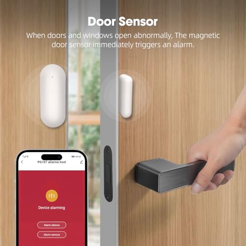 PGST Home Security System, Home Alarm System Wireless Touch Screen Motion Detection, Door and Window Alarms for Home, Wireless Siren, Remotes, Phone App, for Villa Home Apartment - color: Black