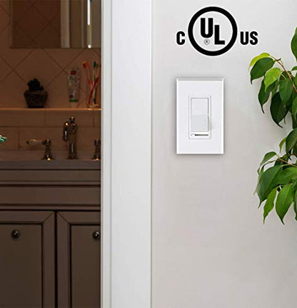 CLOUDY BAY in Wall Dimmer Switch for LED Light/CFL/Incandescent,3-Way Single Pole Dimmable Slide, 600W max Incandescent,150W max Dimmable LED/CFL, Cover Plate Included, Pack of 2 - size: 2-Pack | Ivory
