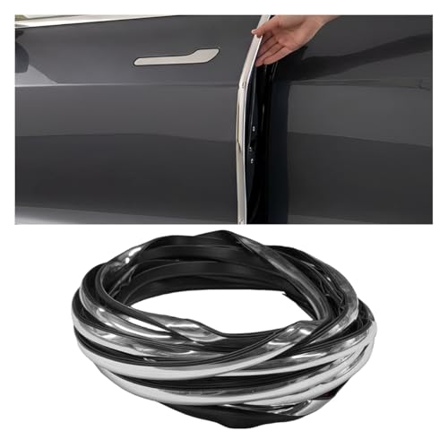 Craedli Car Door Edge Guards, 16.4FT Self-Adhesive PVC Car Door Anti-Collision Trim Strips, Waterproof U-Shaped Auto Exterior Protection Decoration Accessories for Most Cars (Silver) - color: Silver