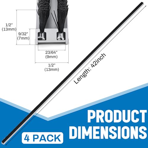 Pushglossy 4 Pcs 42inch Commercial Door Astragal Seal with Weatherstripping - size: 42 Inch