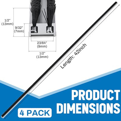 Pushglossy 4 Pcs 42inch Commercial Door Astragal Seal with Weatherstripping - size: 42 Inch