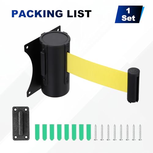 PATIKIL Fixed Wall Mount Retractable Belt Barrier 16 Feet, Yellow 1 Pcs - color: Yellow, size: 16 Feet