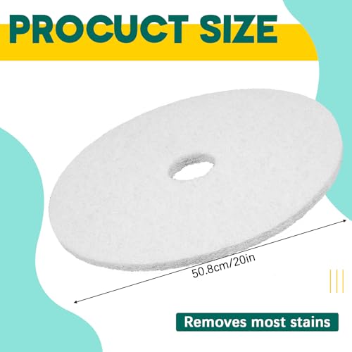 Teenyyou 2 Pcs 20" White Floor Buffer Pads for Machine - color: White, size: 20"