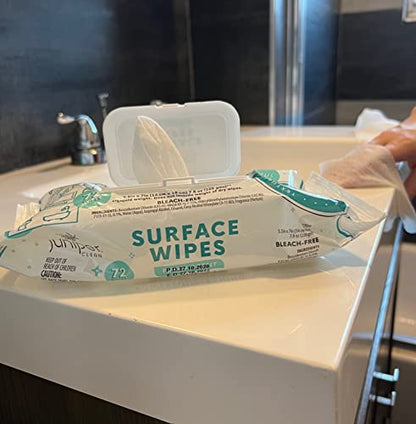 Juniper CLEAN 6 Pack Surface Cleaning Wipes Bleach Free, All-Purpose Cleaner for Bathroom, Kitchen, Office, 72 Count Soft Flow, Fresh Scent, Lint Free & Durable - size: 72 Count (Pack of 6)