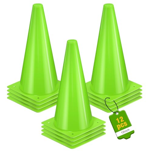 12 Inch Traffic Cones,12pcs Training Sports Cones,Parking Cones - color: green