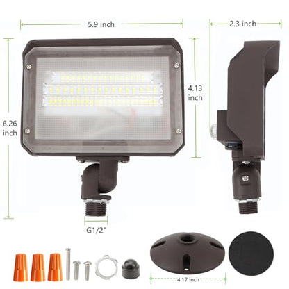 40W Outdoor LED Flood Light Dusk to Dawn with Knuckle, 5600LM 500W Equivalent, 100-277V 5000K Daylight, ETL Commercial LED Flood Light Fixture, Outdoor Security Lighting for Landscape/Parking Lot - size: 40W