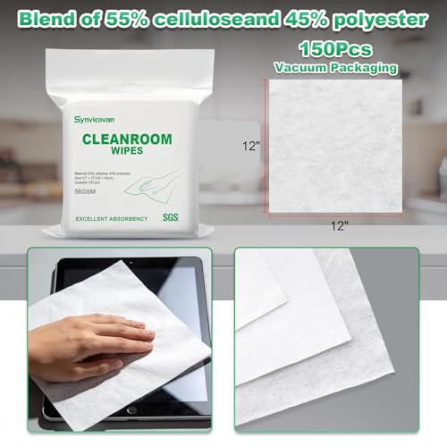 Cleanroom Wipes 12"x12" (150 Pcs,Grade B, 56GSM) - size: 149 Count (Pack of 1)