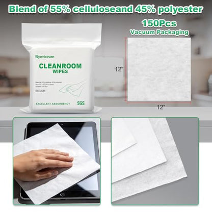 Cleanroom Wipes 12"x12" (150 Pcs,Grade B, 56GSM) - size: 149 Count (Pack of 1)