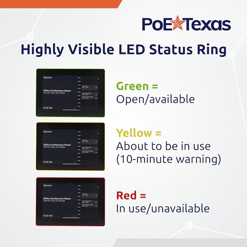 PoE Texas 8" Conference Room Scheduler with Color Changing LED Status - PoE Powered Touch Screen Tablet for Meeting Room Booking - Syncs with All Popular Business Calendars - No Subscription Required - size: 8" Touchscreen w/ Led