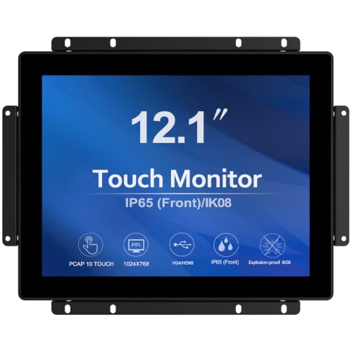 GreenTouch 12.1 inch 10 Points Touch Front IK08/IP65 Open Frame Touch Monitor Desktop or Wall Mountable Multi Point Touch 1024x768 - size: 12.1 in