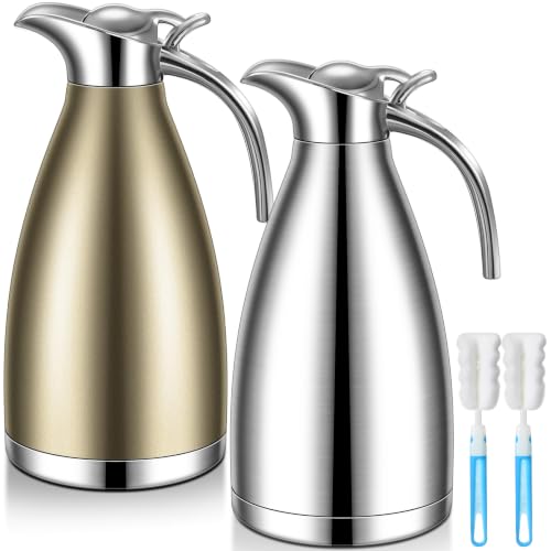 Uiifan 2 Pcs 68oz Thermal Coffee Carafe,Champaign Gold, Sliver - color: Champaign Gold, Sliver