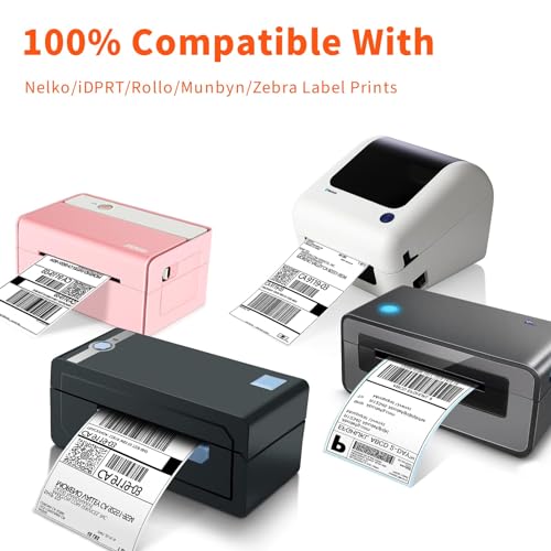 JADENS Thermal Shipping Labels 4x6-350 Labels(4 Rolls), Compatible with Rollo, Brother, Zebra and Most Thermal Printer, Perforated, Commercial Grade, Doesn't Compatible with Dymo - color: Label
