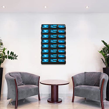 Ireer 24 Pockets Business Card Holder Wall Mount, Black, Acrylic