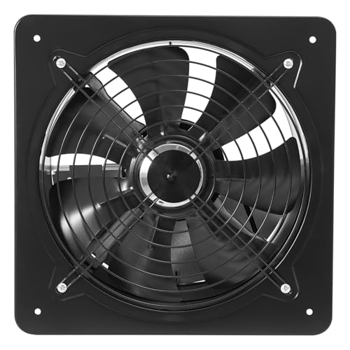 DNYSYSJ 12 Inch High Airflow Exhaust Fan, 125W 1177CFM 2800 RPM Noise-free, Explosion-Proof Ventilation Extractor Fan Axial Fan for Kitchen Warehouse and Workshop,Electric 12-Inch Roof Vent Fan - color: black,12",1177CFM
