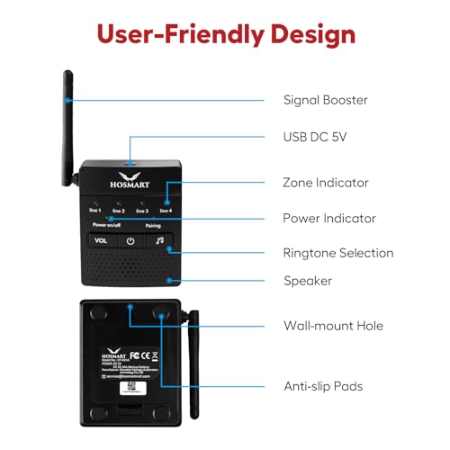 Supplemental Hosmart Driveway Alarm Motion Detectors Receiver, New Version(1 Receiver only, no Sensor) - color: 1 receiver only