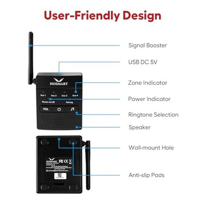 Supplemental Hosmart Driveway Alarm Motion Detectors Receiver, New Version(1 Receiver only, no Sensor) - color: 1 receiver only
