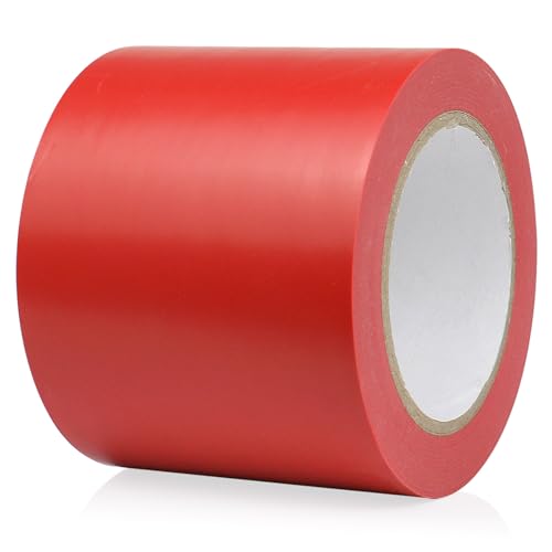 BOMEI PACK Floor Marking Tape 4 Inch x 108FT Red Warning Safety Stripe Tape for Walls, Floors, Pipes, Warterproof Caution Tape Ideal for Marking Hazardous Areas, Equipment - color: Red
