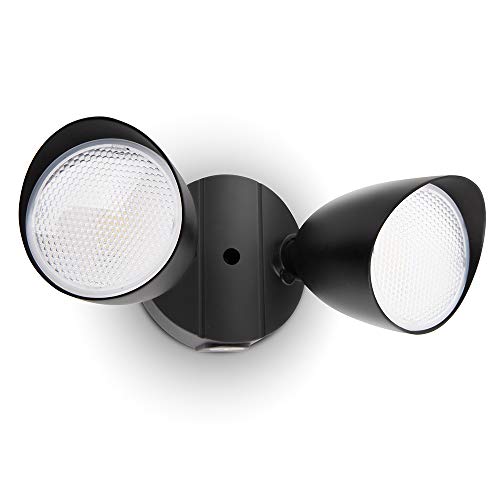 LUTEC 6222B 3500 Lumen 32 Watt 28 LED Dual-Head Floodlight Outdoor, Full Metal Design, Waterproof Exterior Security Wall Light 5000K for Patio, Garden, Yard-Black - color: Black, size: Dual-Head
