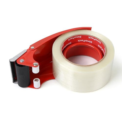Strapping Tape with Dispenser, 3 Pack 2 Inch x 30 Yards 5.5 Mil, Heavy Duty Reinforced Fiberglass Tape for Moving,Shipping,Storage