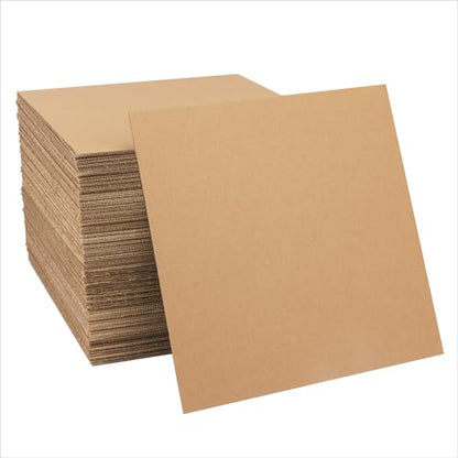 100 Pack 10"x 10" Corrugated Cardboard Sheets, Flat Cardboard Layer Pads 2 mm Thickness, Flexible Packaging Inserts for Shipping, Mailing, and Crafts, by IHDYPPEW - size: 100 Pack 10"x 10" brown