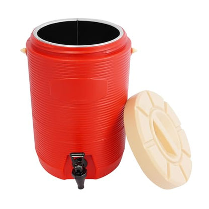 Stainless Steel Beverage Dispenser Insulated Container with Faucet Cooler with Drink Dispensers Cold and Hot Drink Dispenser for Milk Tea, Juice, Coffee 4.49 Gal Capacity (Red) - color: Red, size: 17L