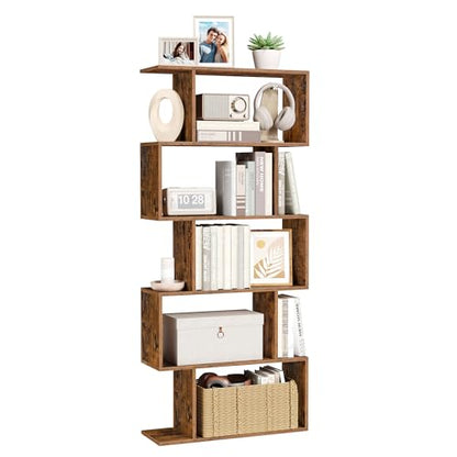 VASAGLE 5-Tier Bookcase, Open Storage, 27.6 x 9.4 x 62.6 Inches - color: Rustic Brown, style: 5-Tier (27.6"W)