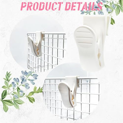 16Pcs Grid Wall Clips, Wire Grid Panel Hooks for Retail & Home, Small Plate Hangers, Drywall Clips, Gridwall Accessories (White)