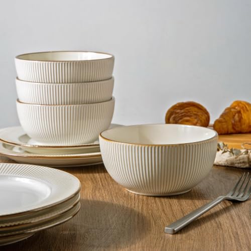 GBHOME Ceramic Dinnerware Sets of 8,36pcs Plates and Bowls Sets Dishes - color: Off-White, size: Service for 8 (36 pcs)