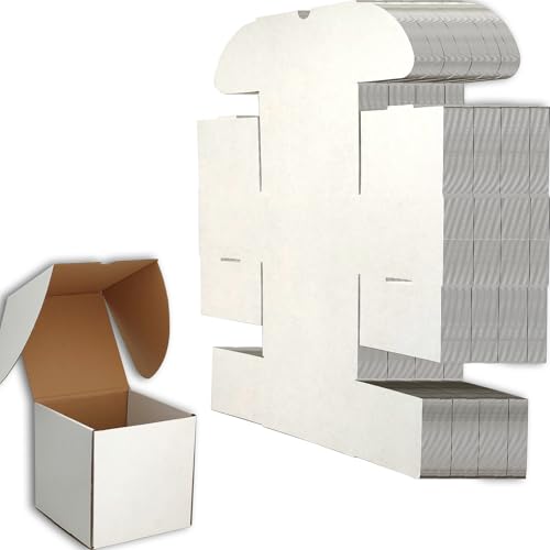 6x6x6 Shipping Boxes Set of 20, White Mailer Corrugated Cardboard Box - color: White, size: 6"x6"x6"/20-pack