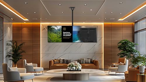 Kanto CM600B4B Back-to-Back Quad TV Ceiling Mount for 40” to 45” TVs | 200 lb Weight Capacity | Height Adjustable | Up to +15°/-6° Tilt | Hidden Cable Management - style: Commercial - Quad TV - For 40" to 45" TVs - Black