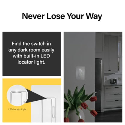 Legrand Radiant 0-10V LED Dimmer Light Switch, Tri-Color, 1-Pack - color: ['White', 'Ivory', 'Light Almond']