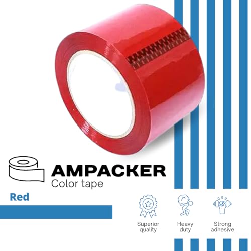 Red Carton Sealing Tape, Packing Tape, Moving Tape 2" x 110 Yards (2.0 Mil) - Heavy Duty Acrylic Adhesive Tape for Boxes, Moving, Storage, Shipping, Warehouse Color Coding - color: Red, size: 2" wide x 110 yds