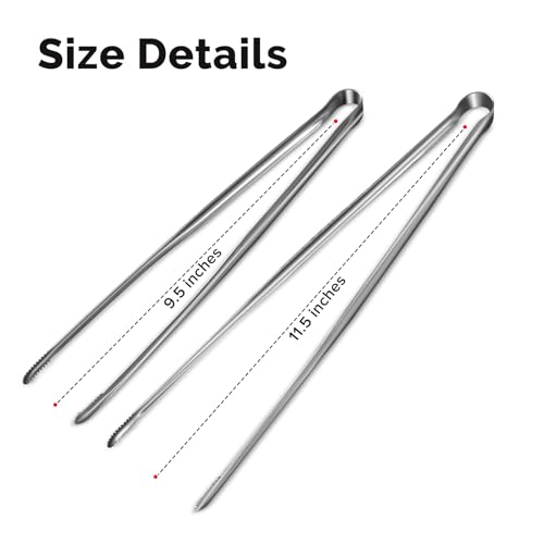 Precise Serrated Non-Slip Tips Cooking Tongs 2 Set (9.5" & 11.5") - size: 9.5"+11.5"
