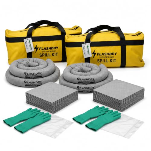 FlashDry Portable Universal Spill Kit Bag, Hazardous Clean Up Kit - 2 Kits - size: 2-Pack, style: No Absorbent