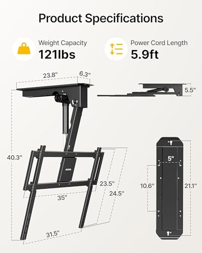 monTEK Motorized Ceiling TV Mount for 43-86 Inch TVs, Holds up to 121 lb - size: 43-86 Inch